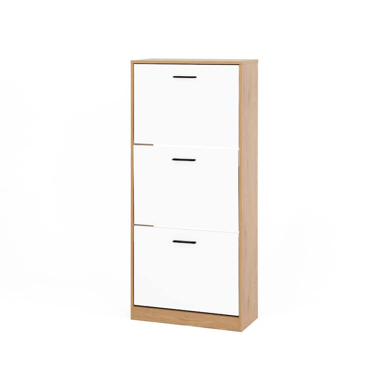 Freestanding Shoe Storage Cabinet with Panel Flip Drawers for Entryway