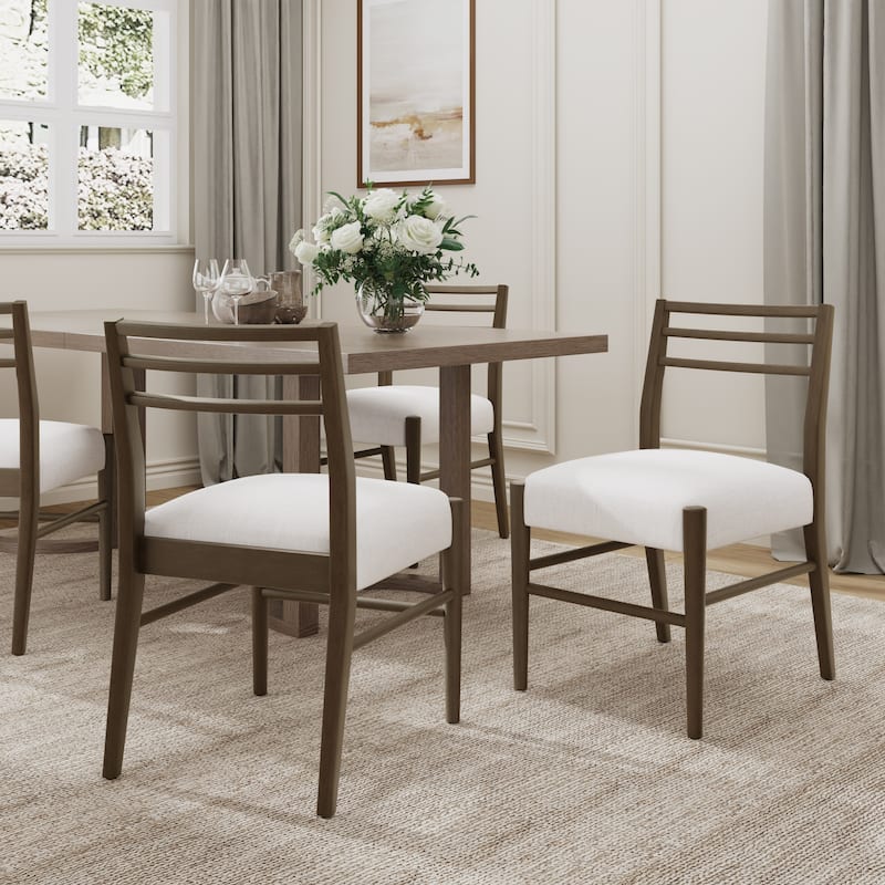 Fescue Fabric and Rubberwood Upholstered Dining Chairs (Set of 2) by Christopher Knight Home