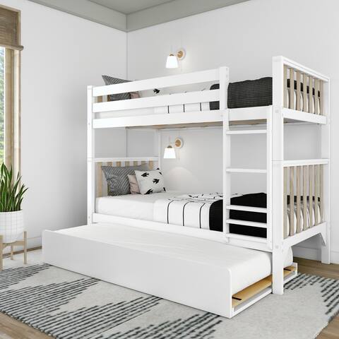 Max and Lily Scandinavian Twin over Twin Bunk Bed with Trundle