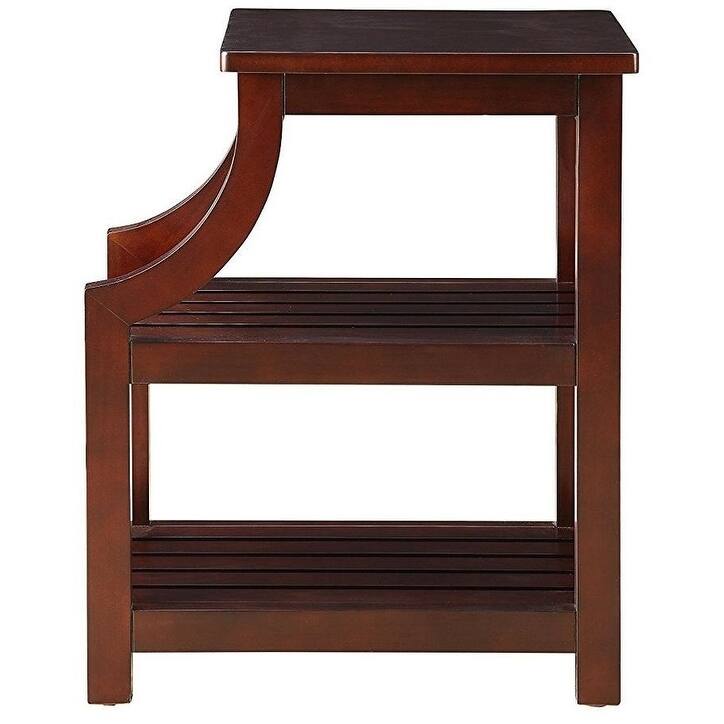 HomeRoots 24" Brown Wood End Table With Two Shelves And USB Port - 13" W x 20" D x 24" H