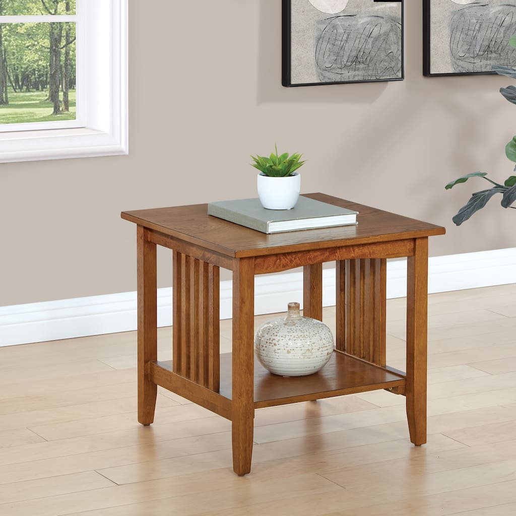 Porch & Den Clifton Mission Medium Oak Finish End Table
