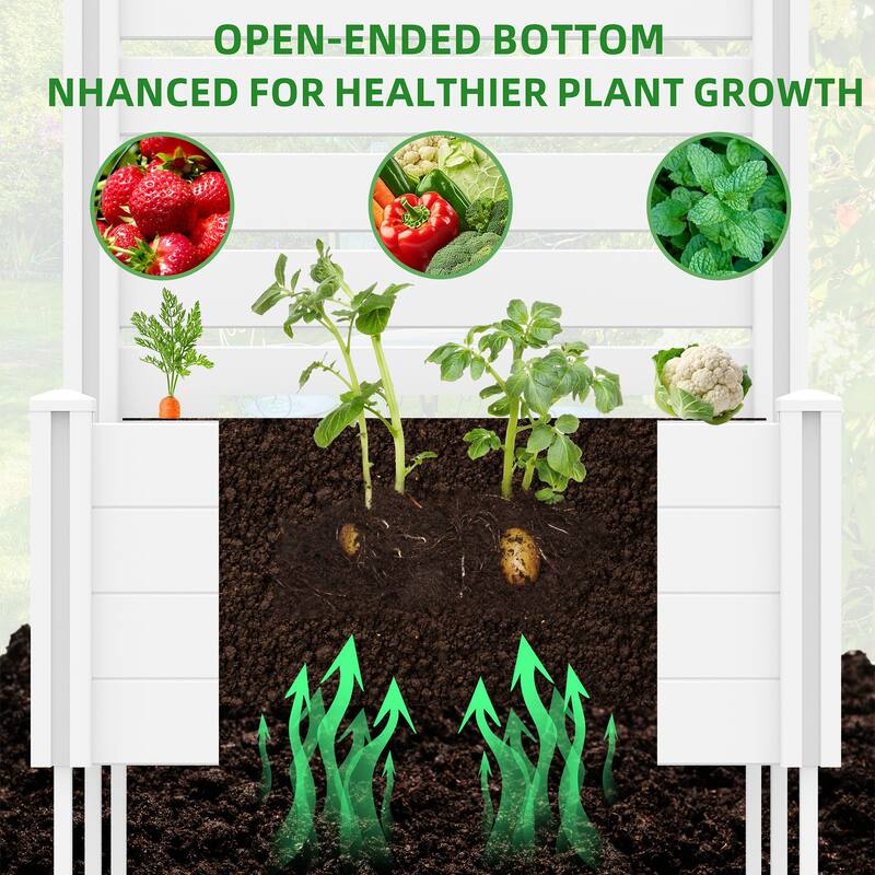 Outdoor PVC Privacy Raised Garden Bed Panels Planter Box With Ground Stakes