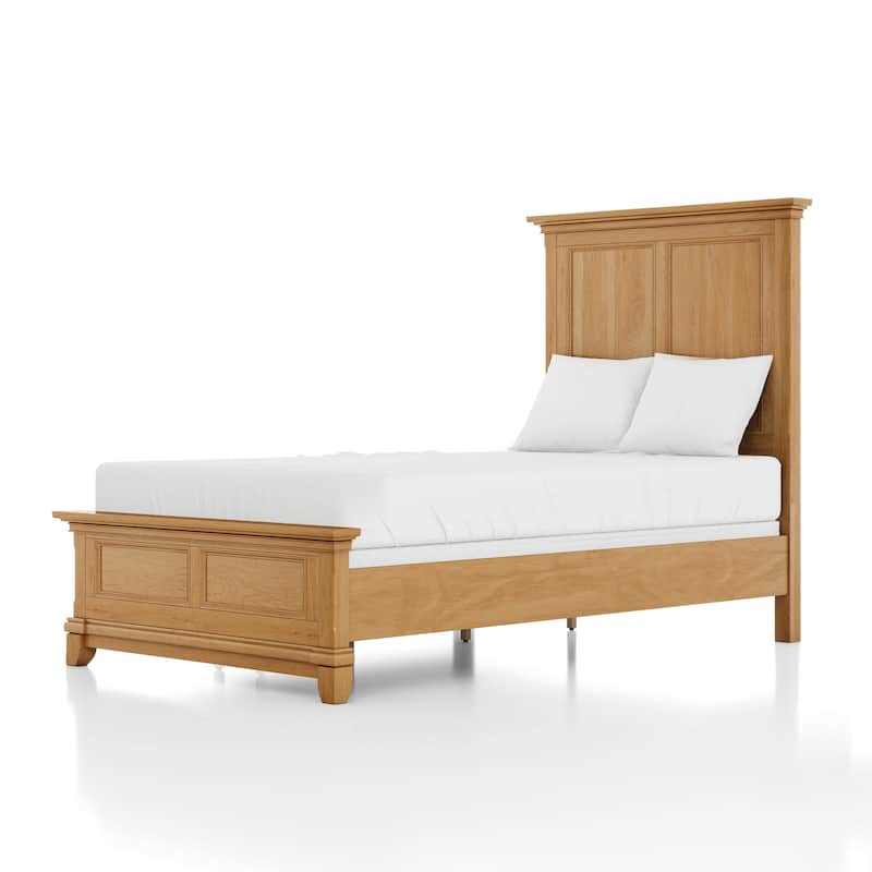 Furniture of America Wellington Farmhouse Natural Oak Solid Wood Kids Panel Bed