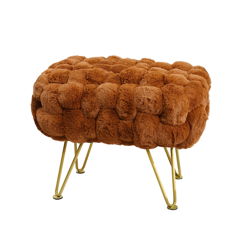 Soft Fauxfur Pouf Stool Ottoman Fuzzy Entryway Bench Seat 27"x20"x19"