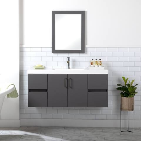 Spring Mill Cabinets 48" Innes 2-Door Floating Bathroom Vanity With 4 Drawers and White Sink Top