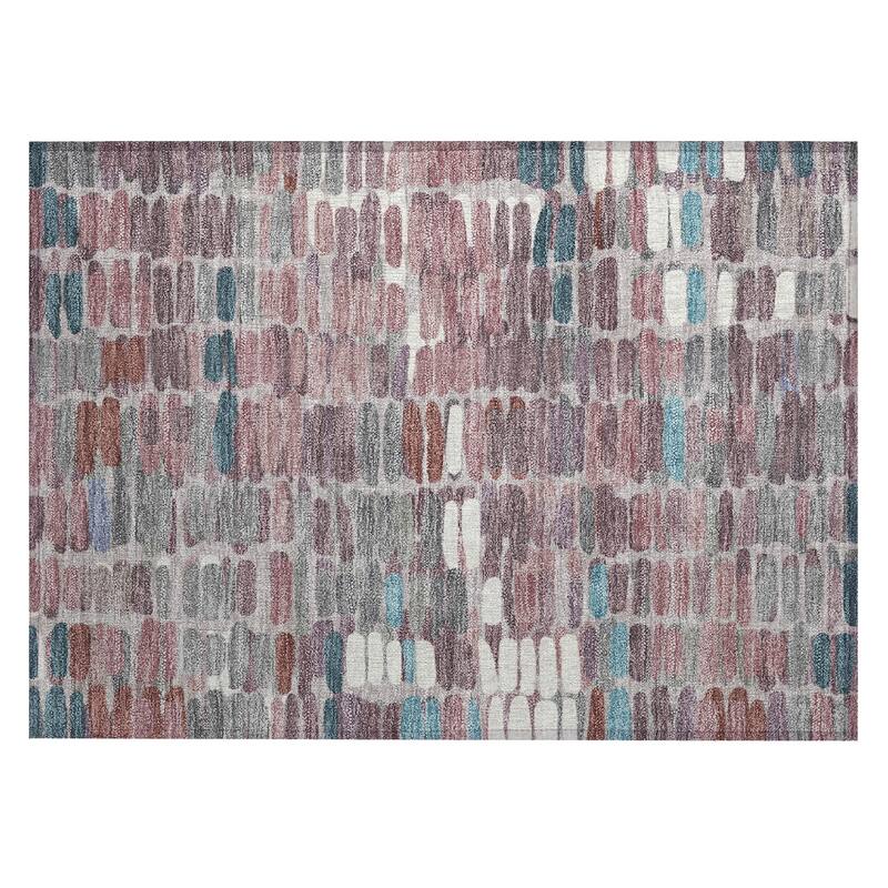 Machine Washable Indoor/ Outdoor Modern Caps Chantille Rug