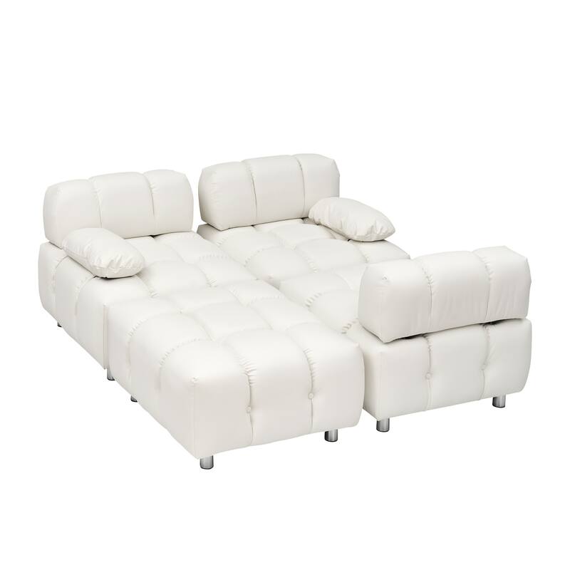 A 90.60-inch technology cloth white sofa, waterproof, stain and cat scratch resistant