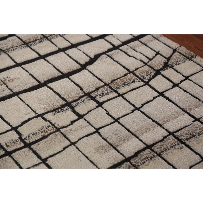 All-Over Moroccan Modern Area Rug Handmade Wool Carpet - 5'3" x 8'3"