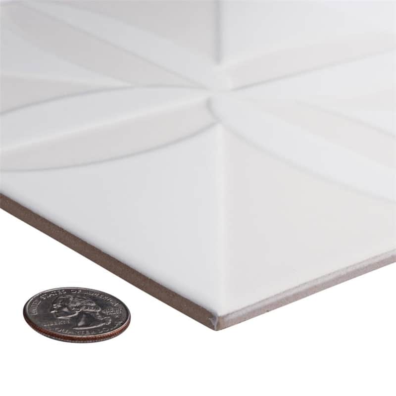 Merola Tile Triplex Fronteira White 7-3/4" x 7-3/4" Ceramic Wall Tile - Case (25 Tiles)