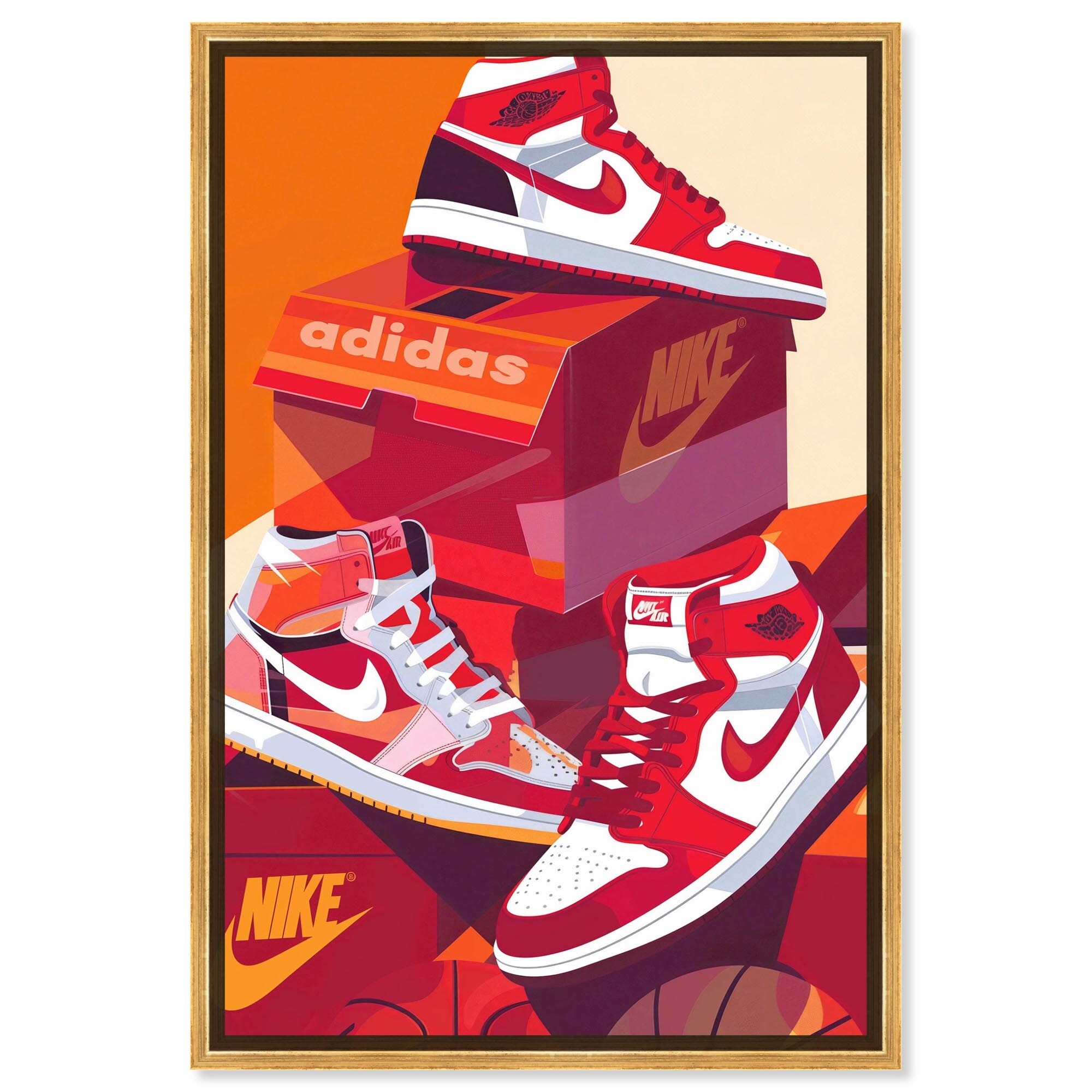 Red Boxes and Sneakers Canvas Trend Sport Wall Art by Notoriart