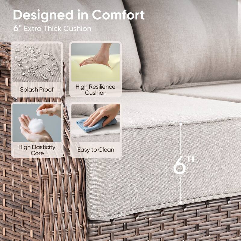 Pocassy 5/7PCS Sofa Swivel Chair Ottoman with Fire Pit Table