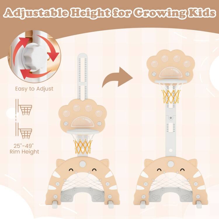 3 in 1 Kids Basketball Hoop with Basketball and Foldable Rim - 25.5" x 19" x 51"-59.5"