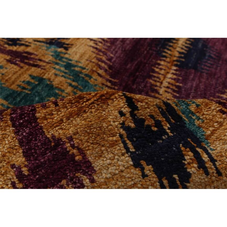 ECARPETGALLERY Handknotted Shalimar Light Brown, Purple Wool Rug 4'0