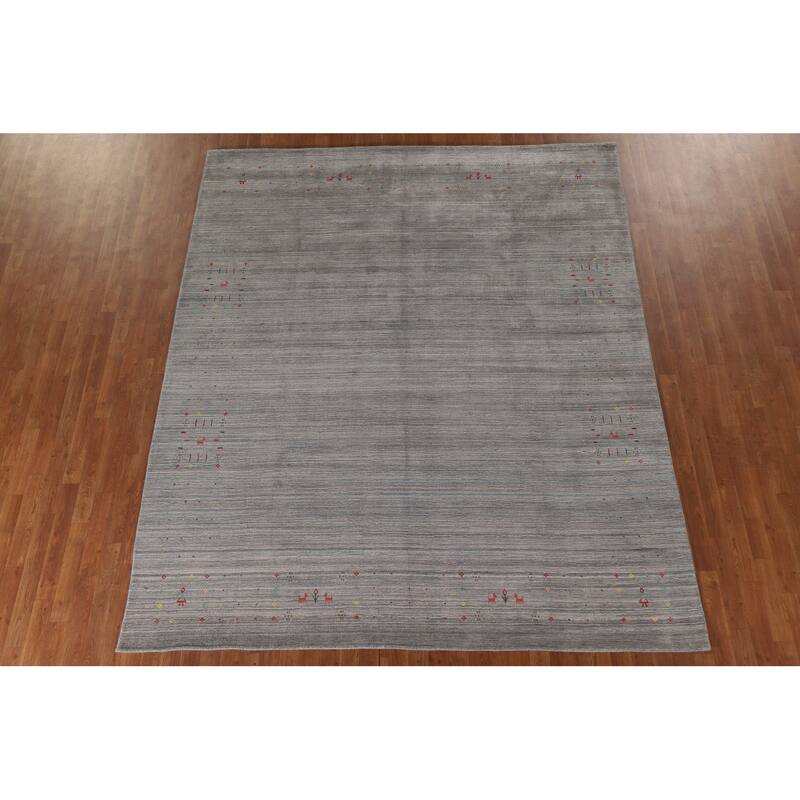 Tribal Beige Gabbeh Oriental Area Rug Handmade Wool Carpet - 8'1"x 9'9"