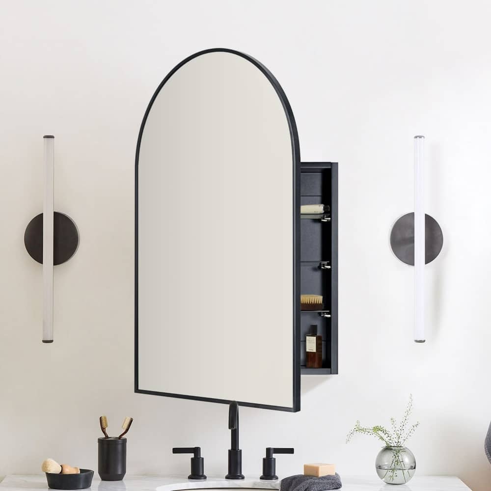 TEHOME Dake Arched Bathroom Medicine Cabinet with Mirror Recessed and Surface Mount Medicine Cabinet Mirror