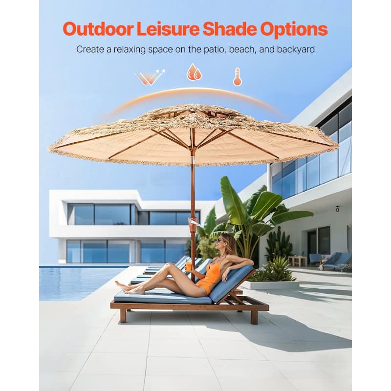 9 ft Beach Umbrella with Adjustable Tilt and Easy Setup for Outdoors - 108” x 7.2” x 96”
