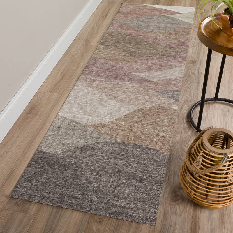 Machine Washable Indoor/ Outdoor Modern Horizon Chantille Rug