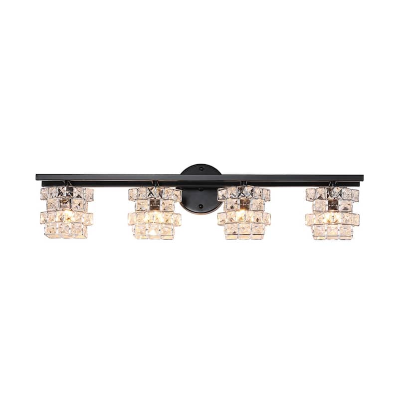 Mosaic Crystal Cube Shade Linear Bathroom Vanity Light