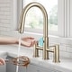 preview thumbnail 63 of 86, KRAUS Oletto Bridge Kitchen Faucet with 2-Function Pull-Down Sprayhead SFACB - Spot Free Antique Champagne Bronze - KSF-3122 Sensor Pulldown faucet 15 7/8" Height