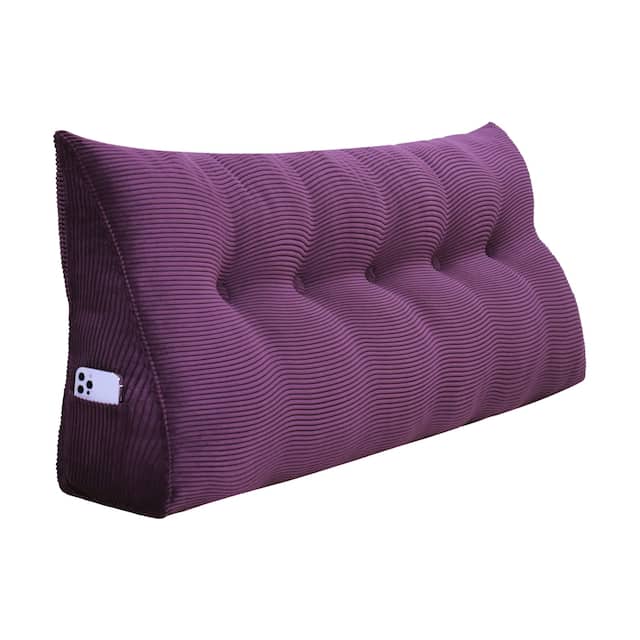 WOWMAX Large Reading Wedge Headboard Pillow for Bed Rest Back Support - Queen - Purple