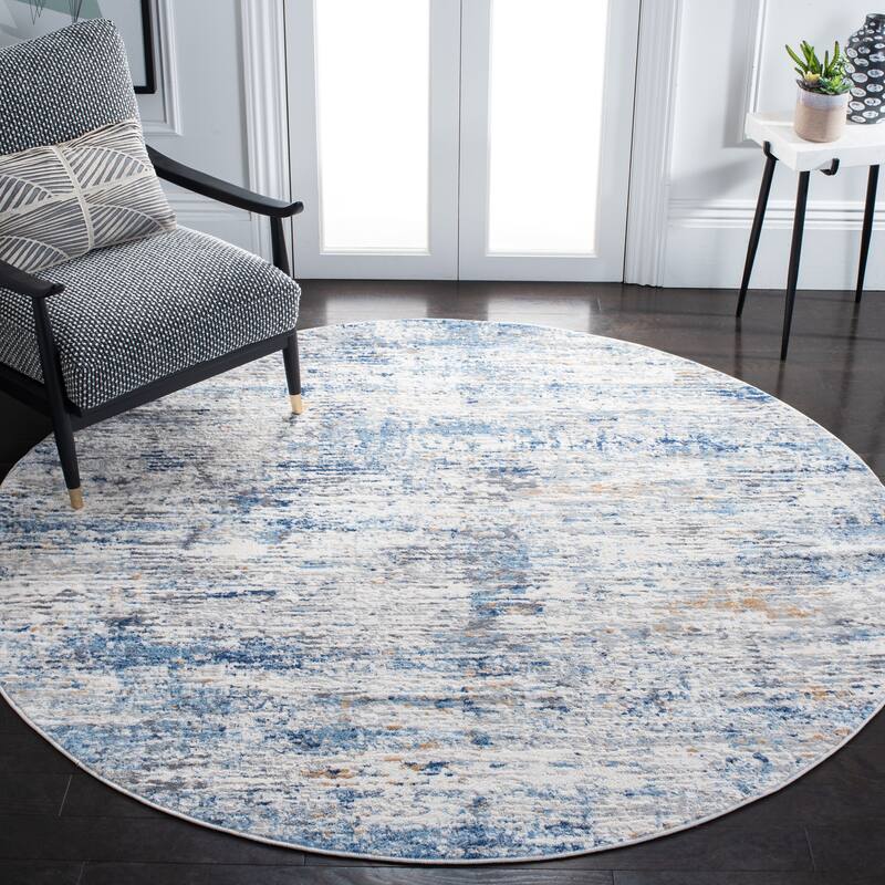 SAFAVIEH Amelia Nedelea Modern Abstract Rug - 6'7" Round - Ivory/Blue
