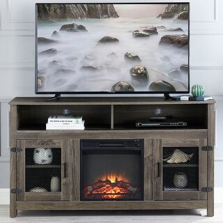 Modern Farmhouse TV Stand with Electric Fireplace - Bed Bath & Beyond