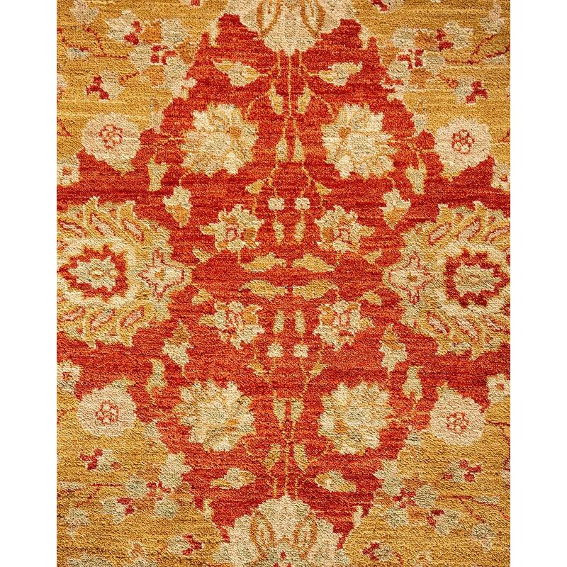 Overton Hand Knotted Wool Vintage Inspired Modern Contemporary Eclectic Red Area Rug - 9' 10" x 13' 0"