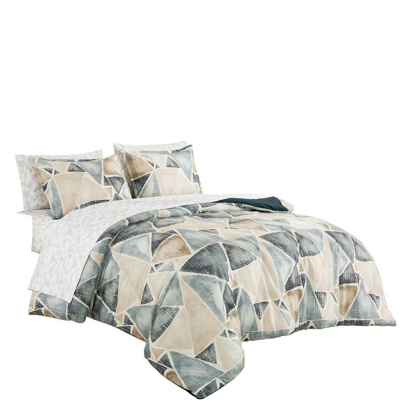 7 pieces abstract bed in a bag comforter set