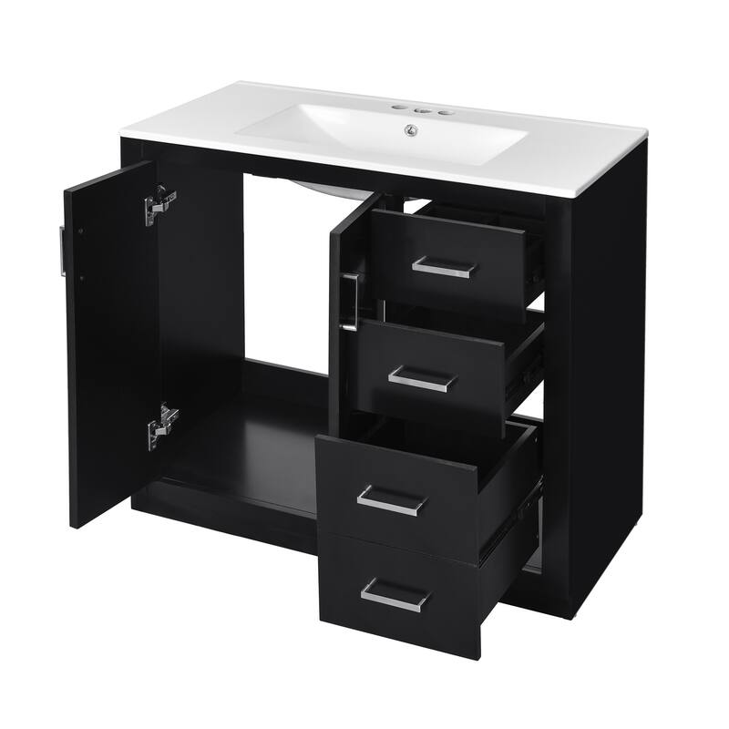 GDFStudio 36'' Bathroom Vanity with Ceramic Sink,Freestanding Vanity Set with 3 Drawers& Soft Closing Doors