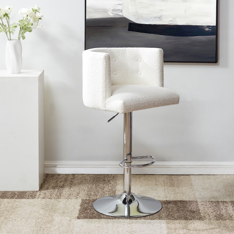 SAFAVIEH Couture Mairearad Adjustable Bar Stool - 21Wx22Dx44H - Ivory/Silver