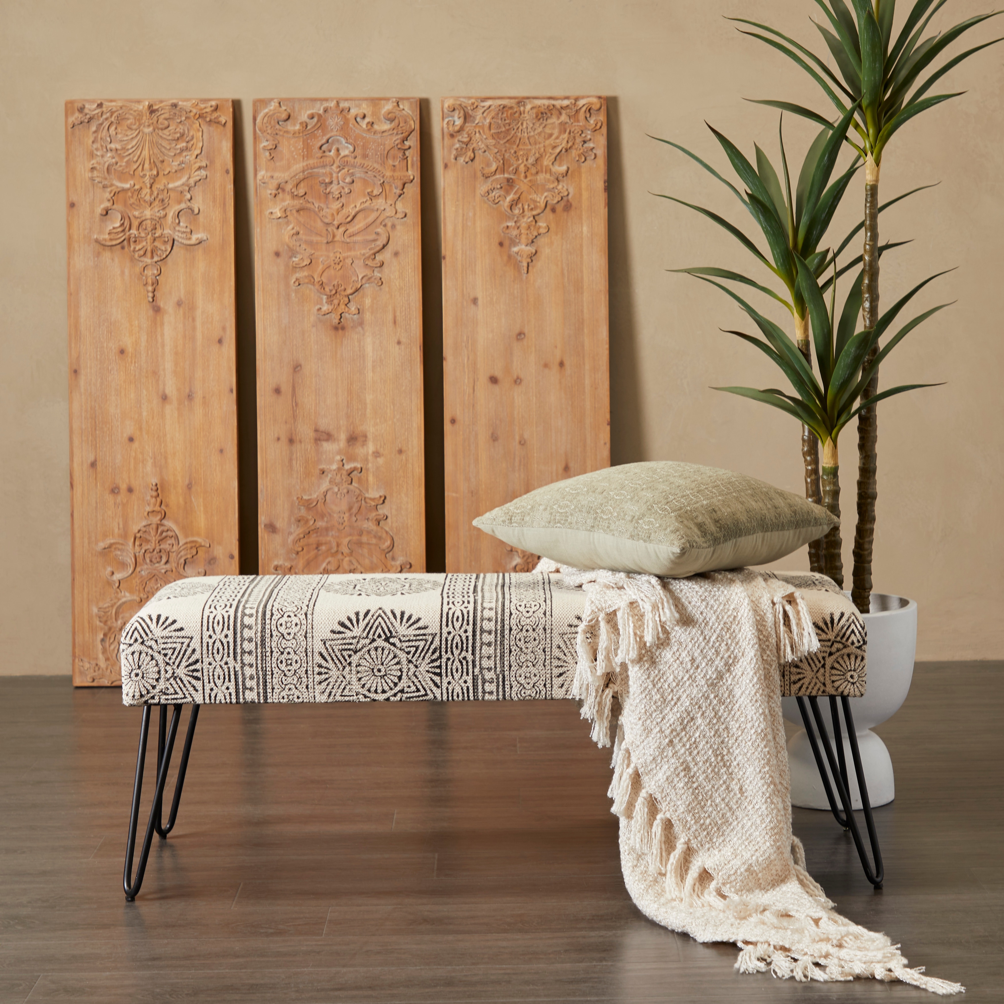 Upholstered online boho bench