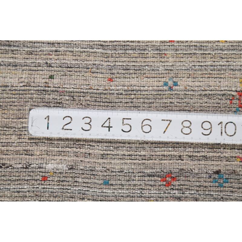 Striped Gabbeh Square Area Rug Handmade Wool Carpet - 9'9"x 9'7"