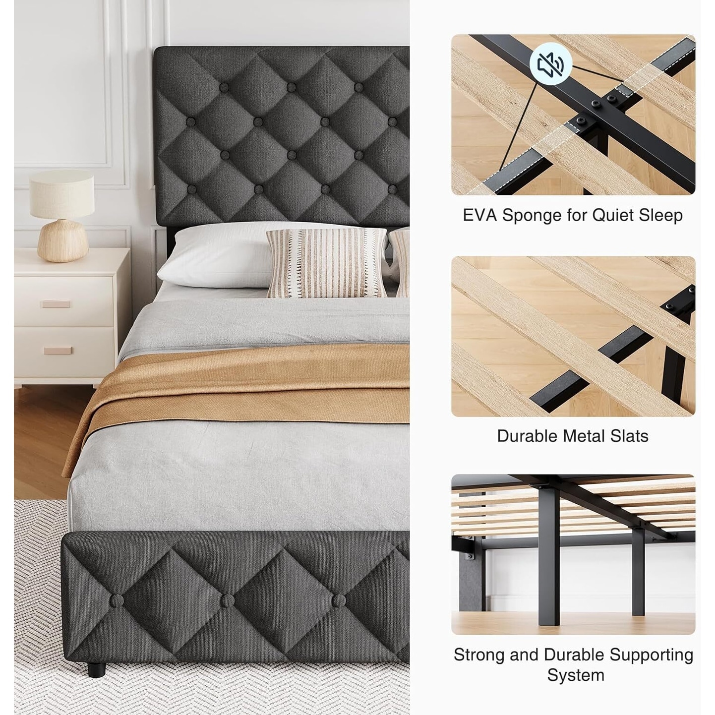 Bed Frame with 4 Storage Drawers and Headboard - On Sale - Bed