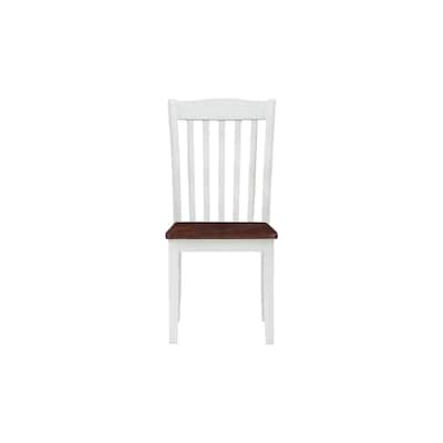 Dining Chair, White & Walnut (Set-2)