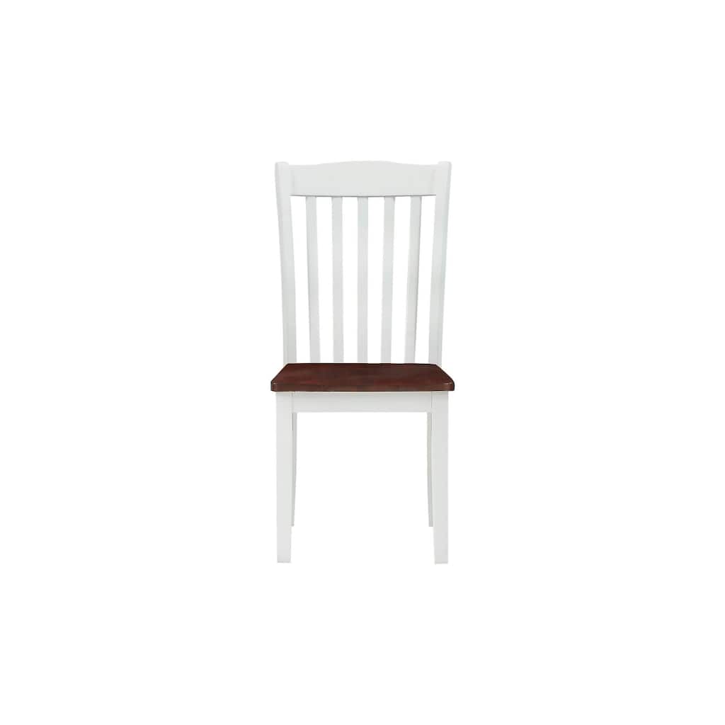 Dining Chair, White & Walnut (Set-2)