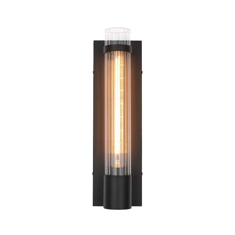Modern 1-Light Clear Ribbed Glass Pipe Wall Lamp