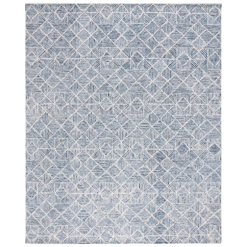 SAFAVIEH Handmade Abstract Harmanna Modern Wool Rug - 11' x 15' - Blue/Ivory