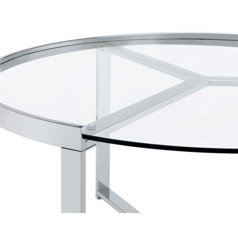 Delia 2-Piece Round Glass Top Nesting Coffee Table