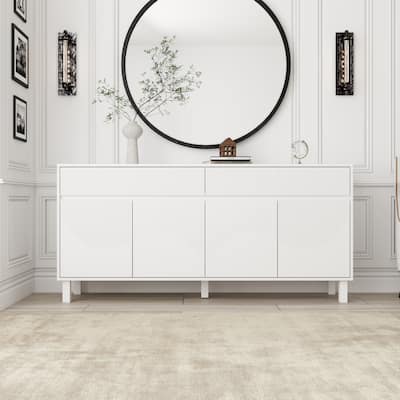 Buffet Sideboard White Floor Cabinet Elegant 63-Inch Storage Solution