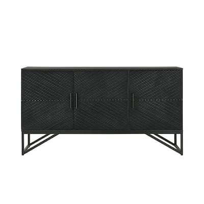 Accent Cabinet with Metal Frame in Black