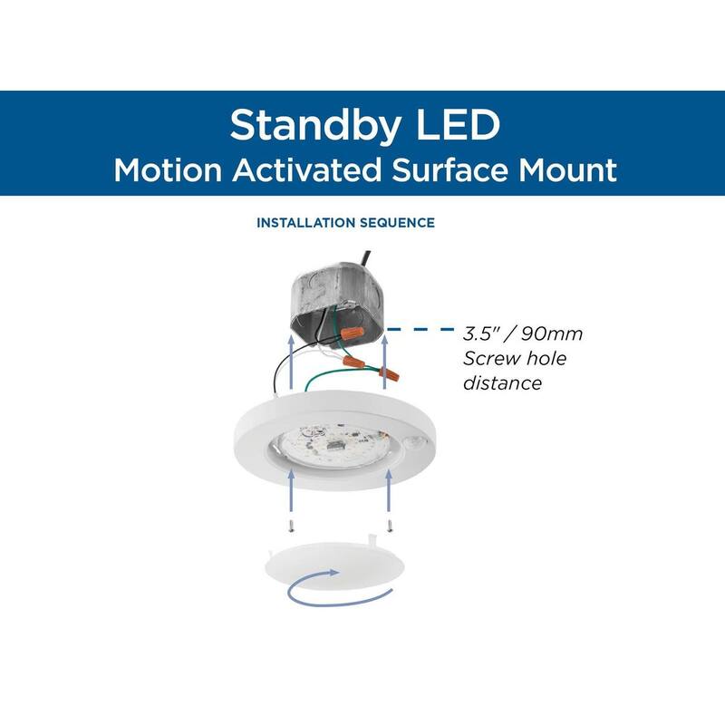 Standby Collection 7.75 in. White Surface Mount Motion Detection LED Light - 7.7165 in x 7.7165 in x 1.38 in