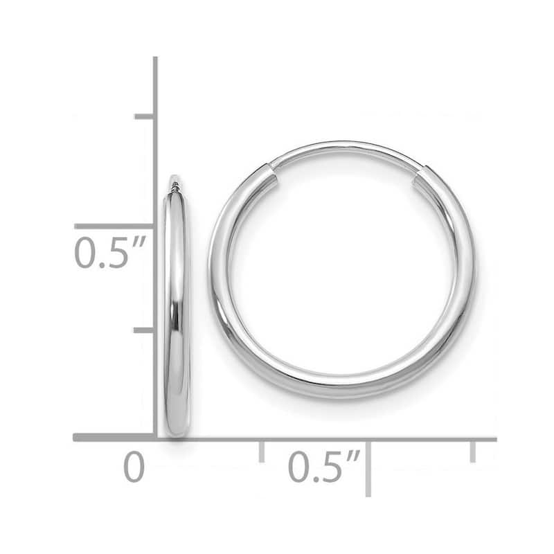 Curata 14k White Gold tube 1.5x14mm Polished Endless Hoop Earrings