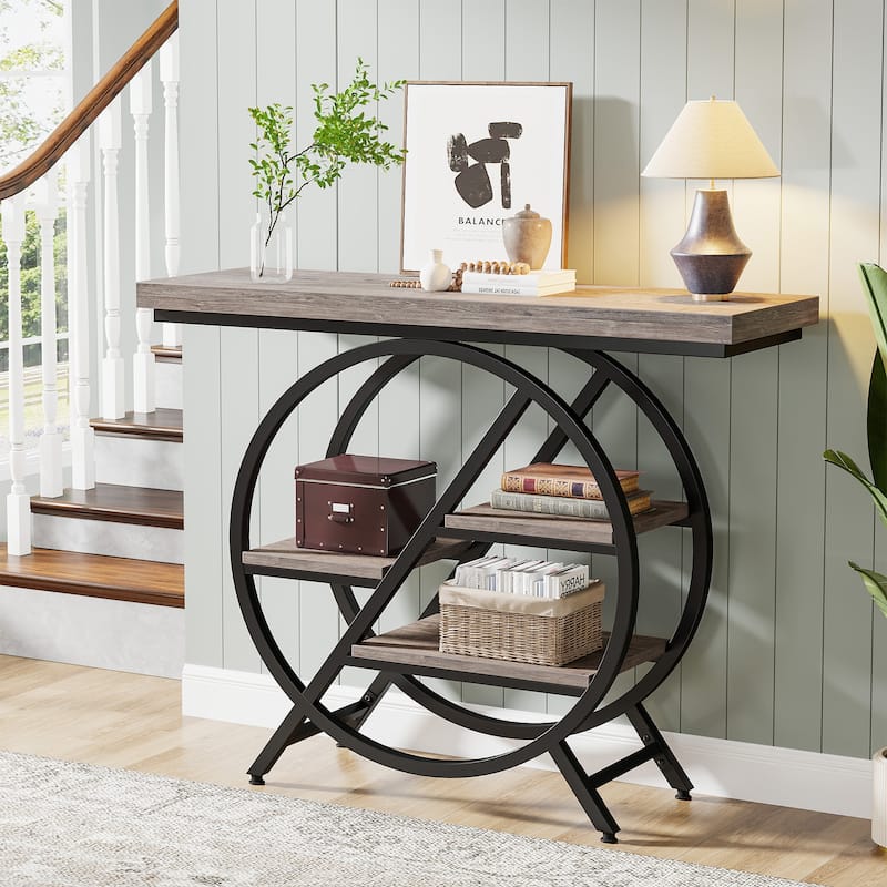 39.4-Inch Console Table, 4- Tier Industrial Entryway Table