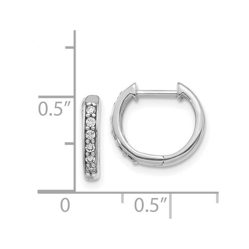 Curata 14k White Gold Solid Open back Diamond Hoop Earrings - 11x12mm Wide 2mm Thick