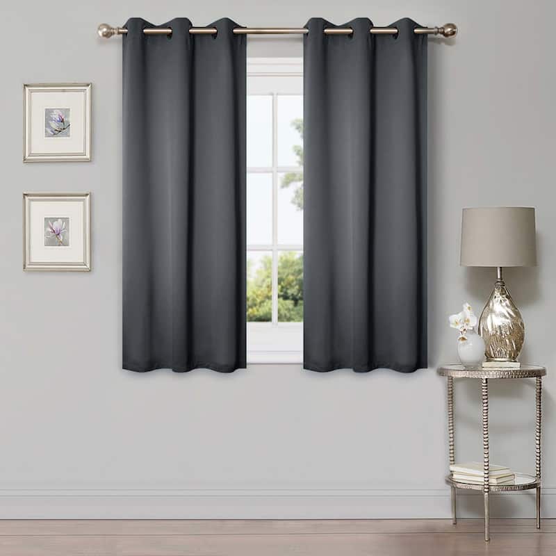 Superior Modern Solid Washable Room Darkening Blackout Curtains, Set of 2 Panels - 4PC- 42" x 63" - Grey
