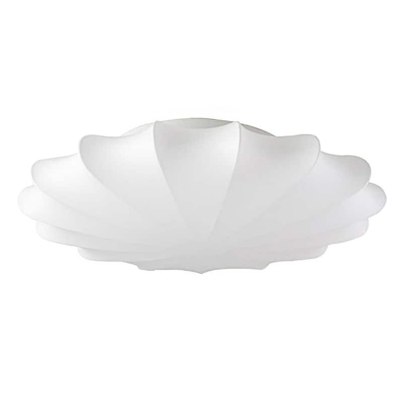 Modern Mid-century White Silk Shade Semi Flush Ceiling Light
