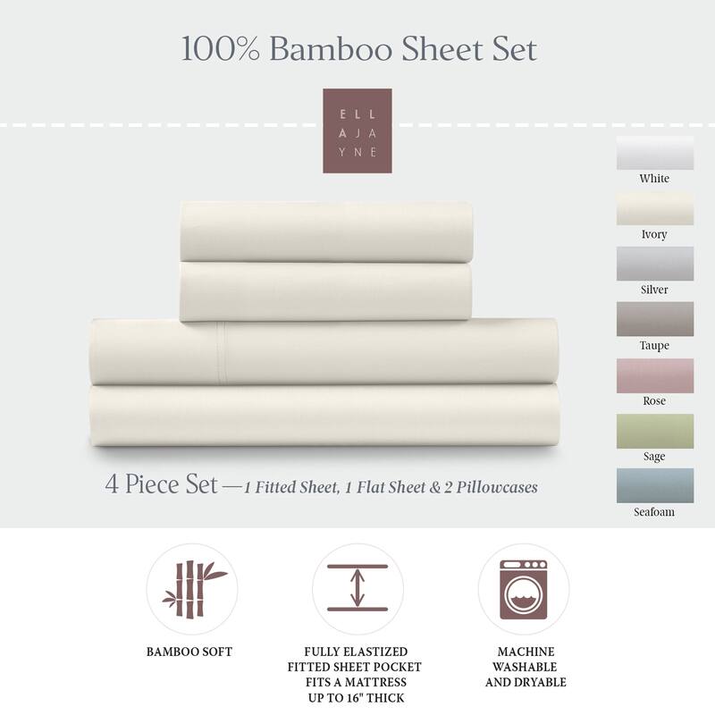 Ella Jayne Viscose from Bamboo Deep-Pocket 4-piece Sheet Set