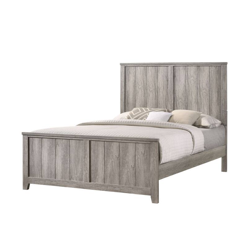 Genteel Light Gray Queen Bed with Paneled Headboard