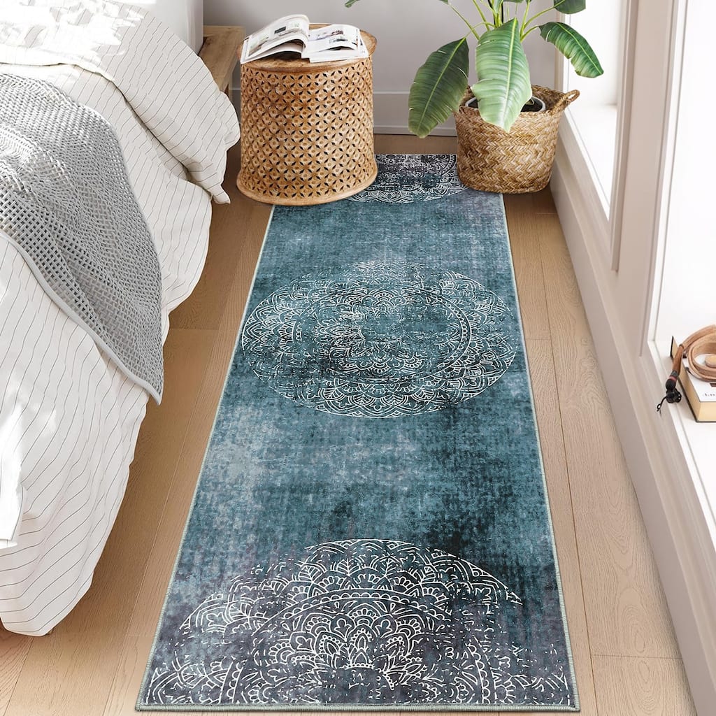 Garvee Washable Contemporary Abstract Foldable Area Rug