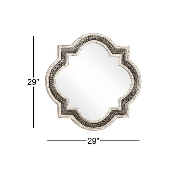 White Wood Quatrefoil Room Wall Mirror - 30 x 1 x 30 - Bed Bath ...